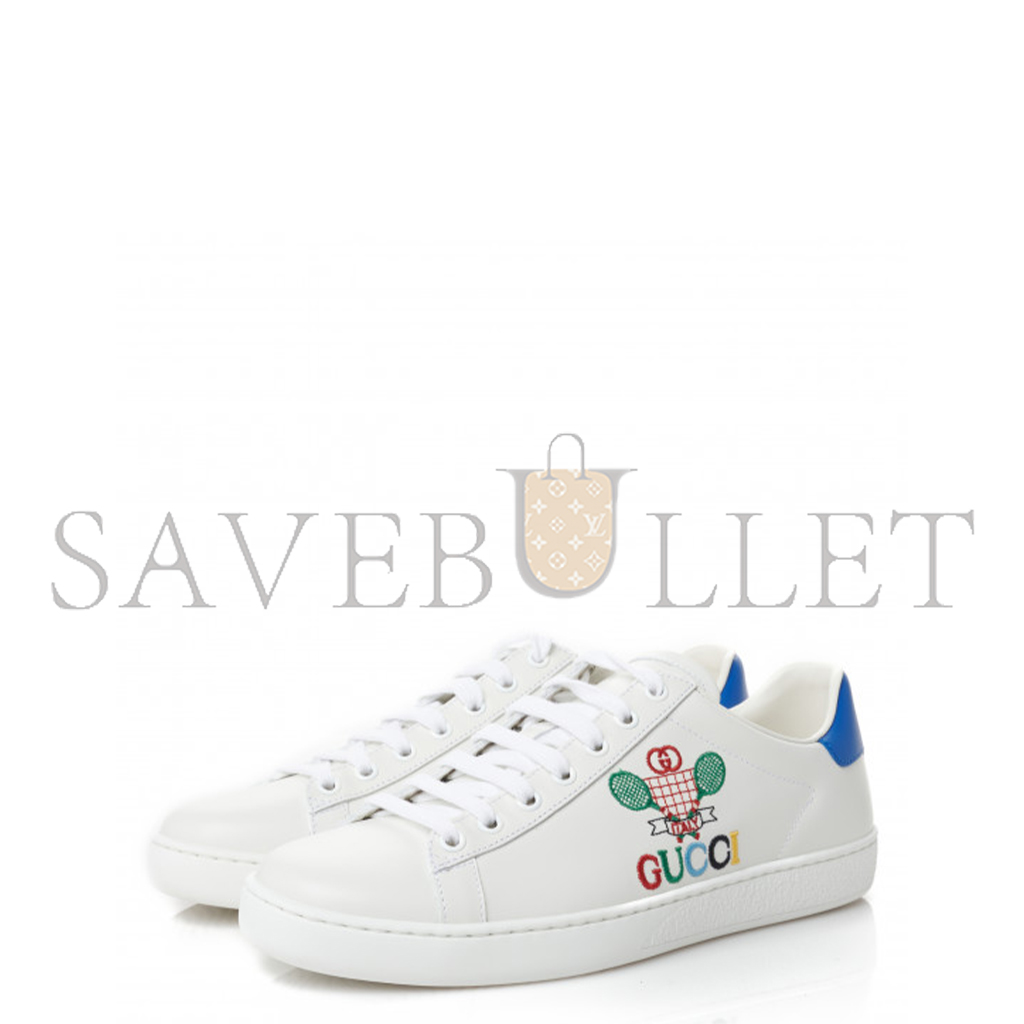 GUCCI CALFSKIN MIRO SOFT TENNIS EMBROIDERED WOMENS ACE SNEAKERS 602684